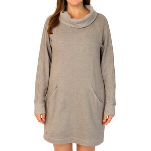 Lole Sweater Dress Small Beige Cowl Neck Long Sleeve Knit Soft Minimal Cozy Fit
